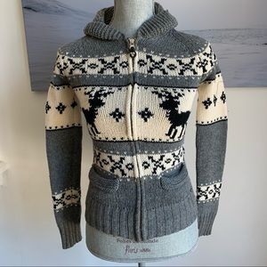 TNA sweater | sea to sky 100% lambswool zip up sweater